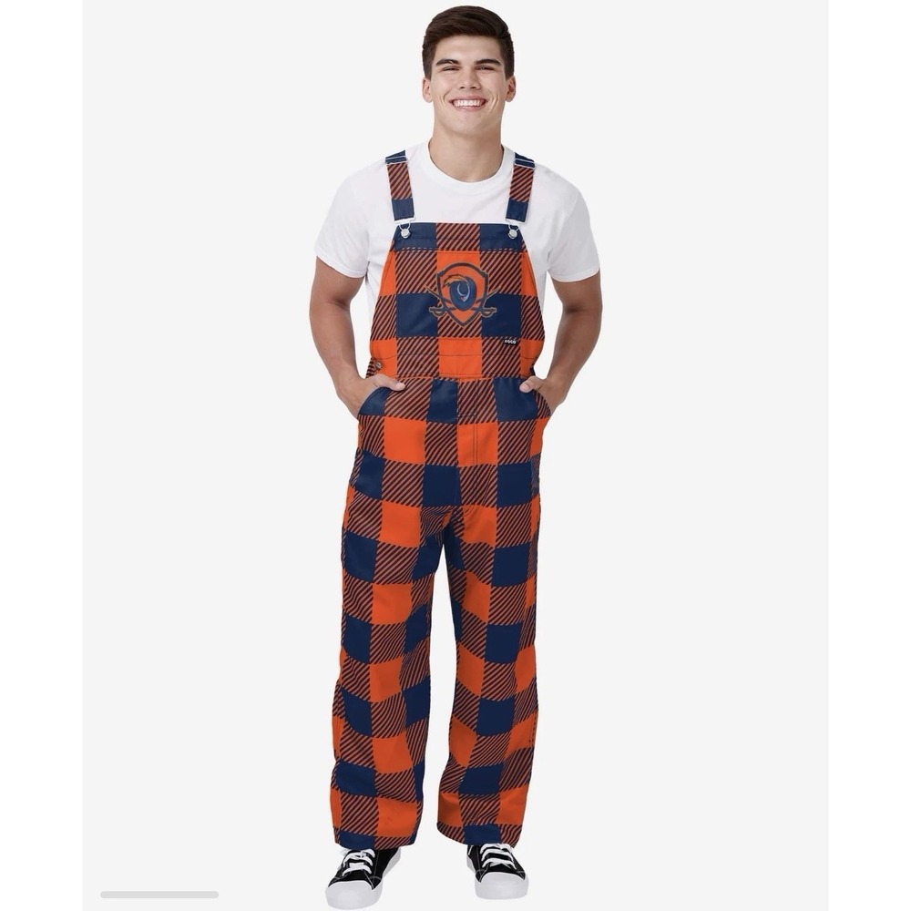 Virginia Cavaliers Mens Plaid Bib Overalls 2XL Orange Navy